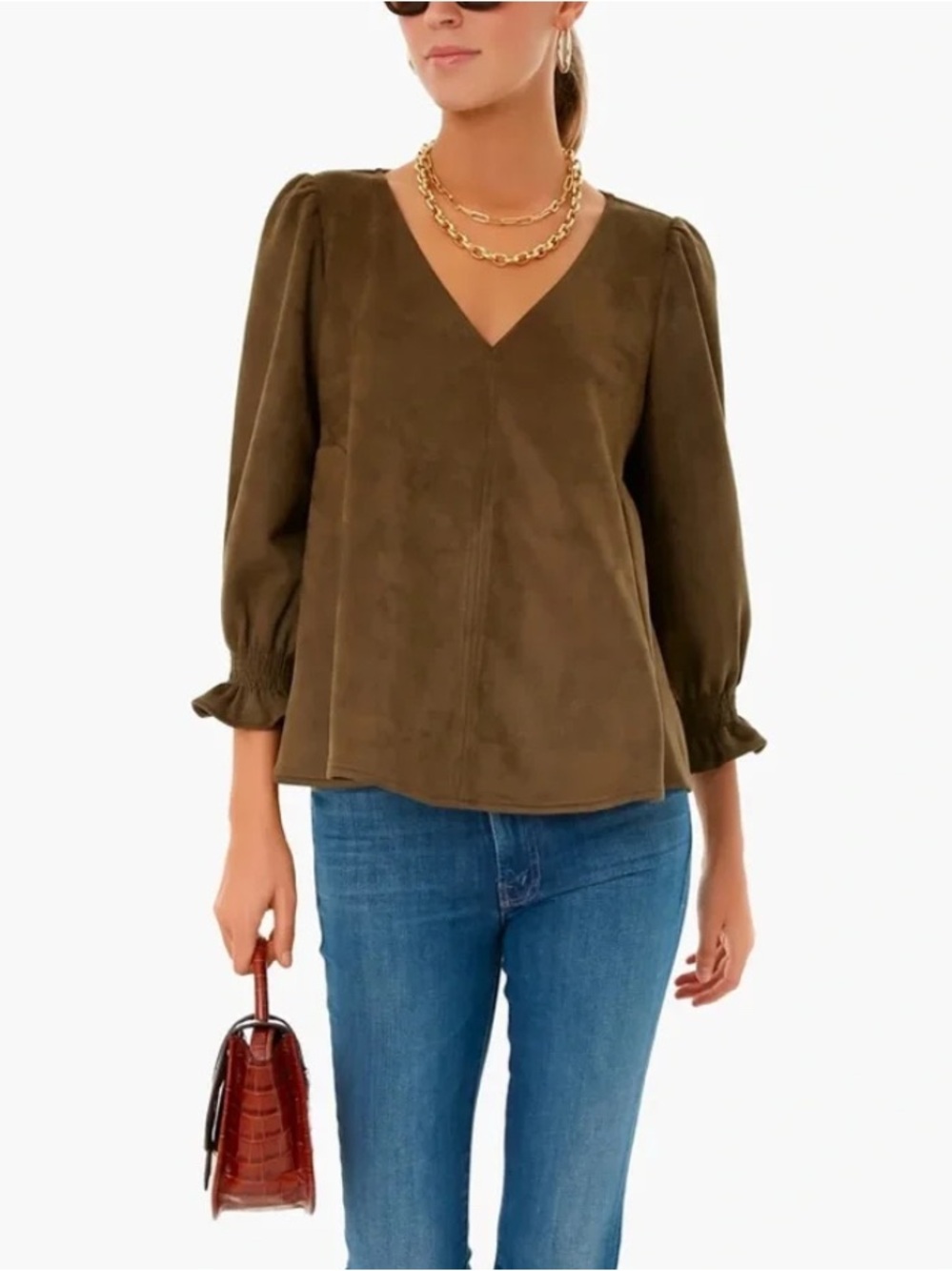 TUCKERNUCK Brown Suede Easton Blouse size M